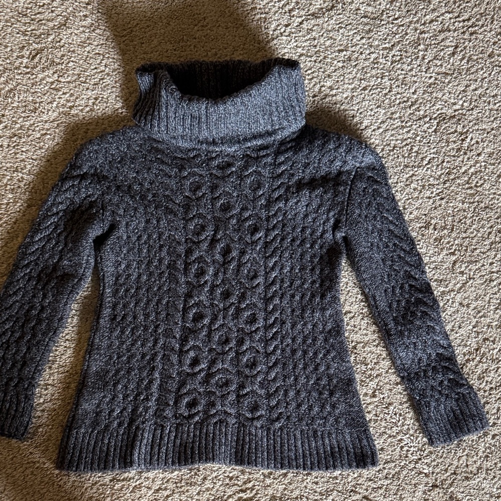 Women's Charcoal Cable-Knit Turtleneck Sweater